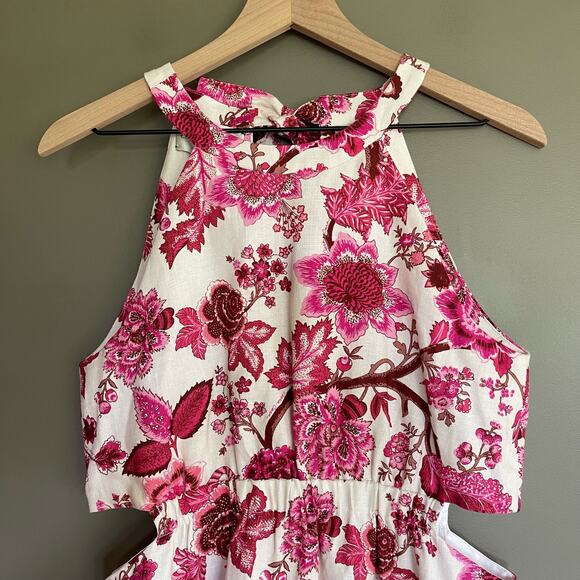 CARA CARA Savannah Cutout Floral-print Linen Mini Dress In Pink Size Medium - Picture 5 of 16